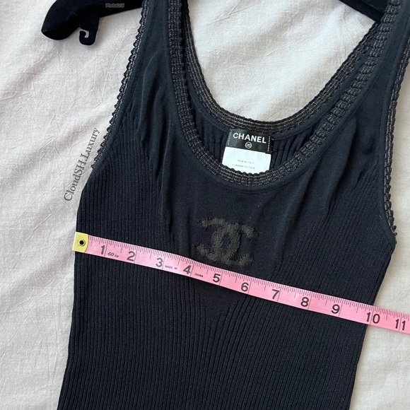 Auth Chanel Mesh CC Logo Black Knit Tank Top - Size 38 - Picture 7 of 10